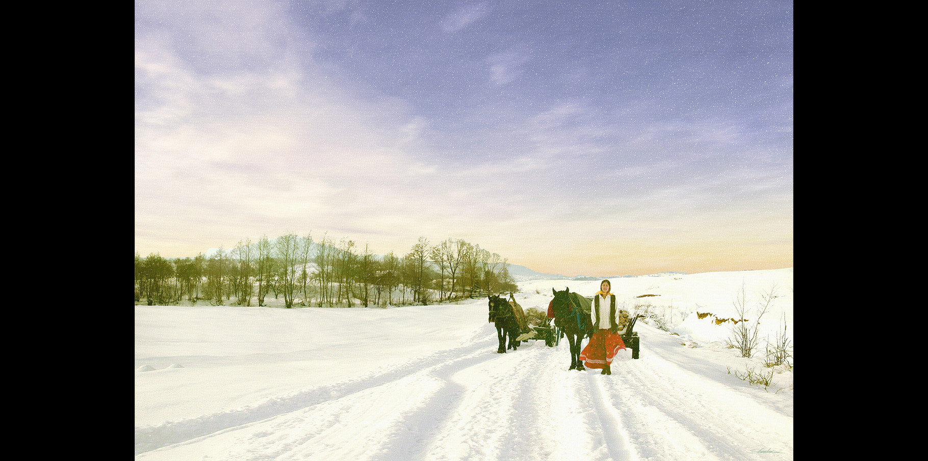 Femme tzigane dans la neige