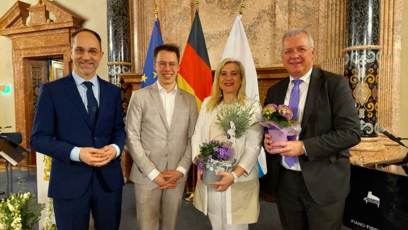 Festakt 75 Jahre Europa-Union Bayern mit Thorsten Frank, Luca Preller, StM Melanie Huml, Markus Ferber MdEP