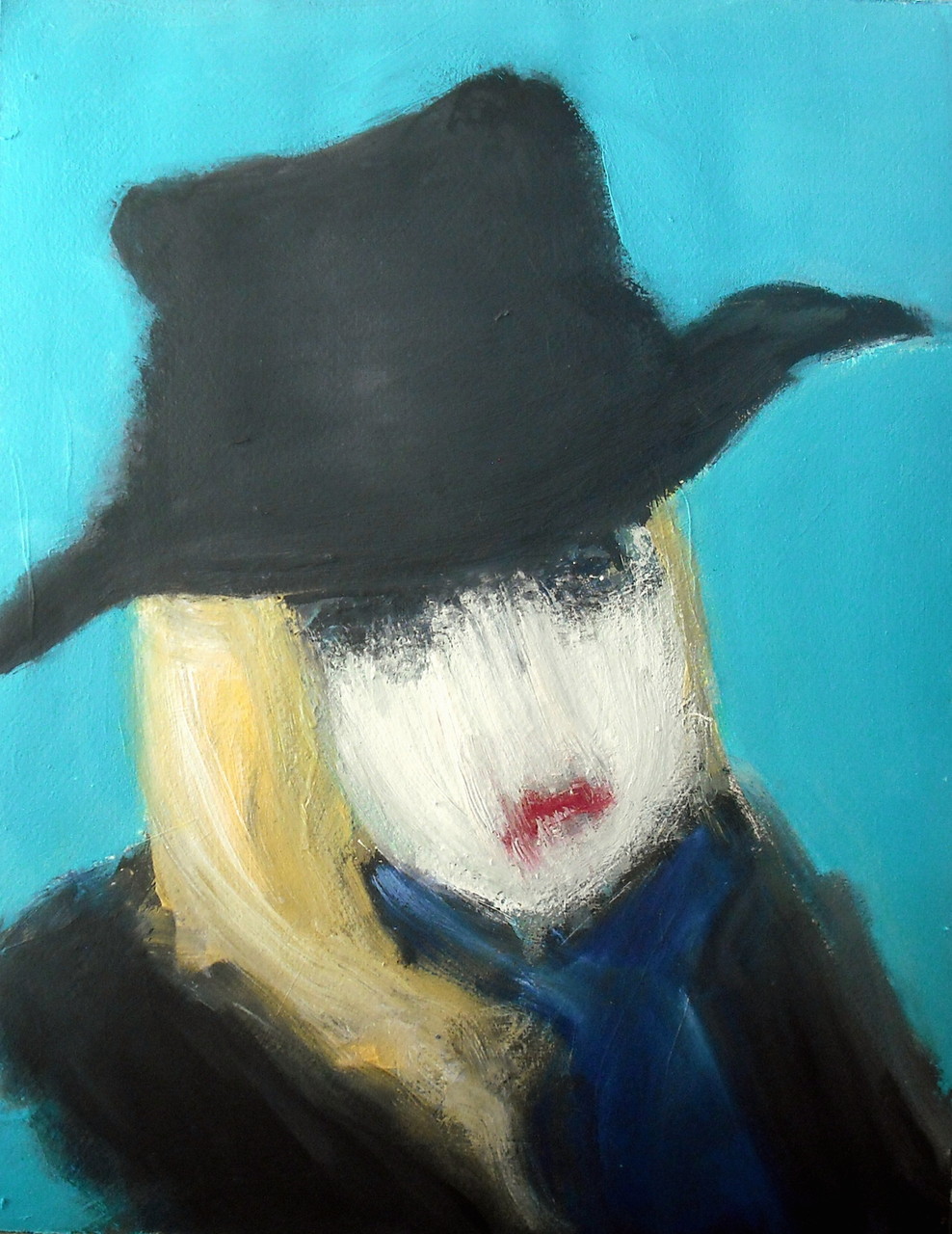 Dame in Schwarz (Acrylic on Paper, 48x36cm) 