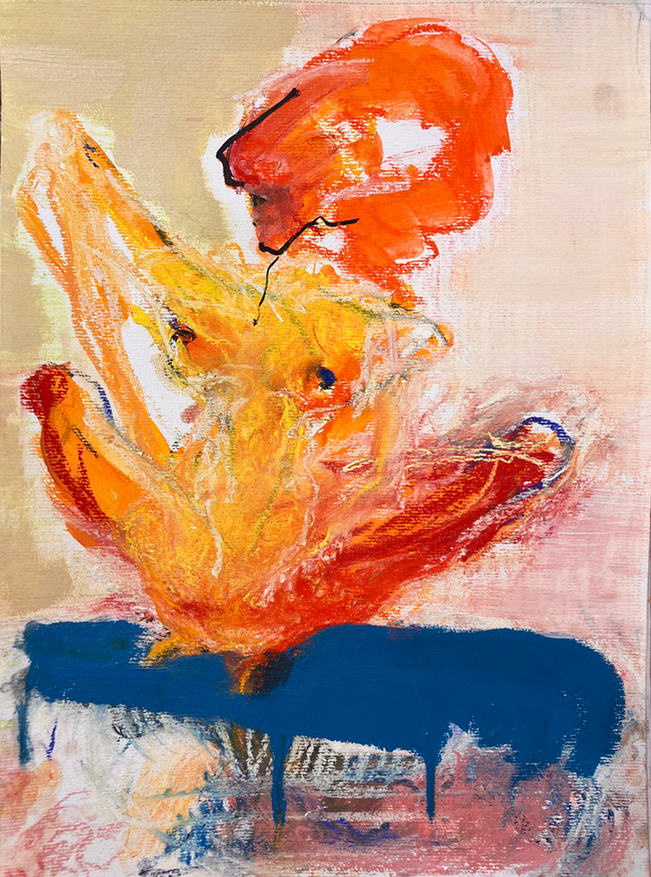 Empoerung (Pastels, Acrylic, Ink on paper, 40x30cm)