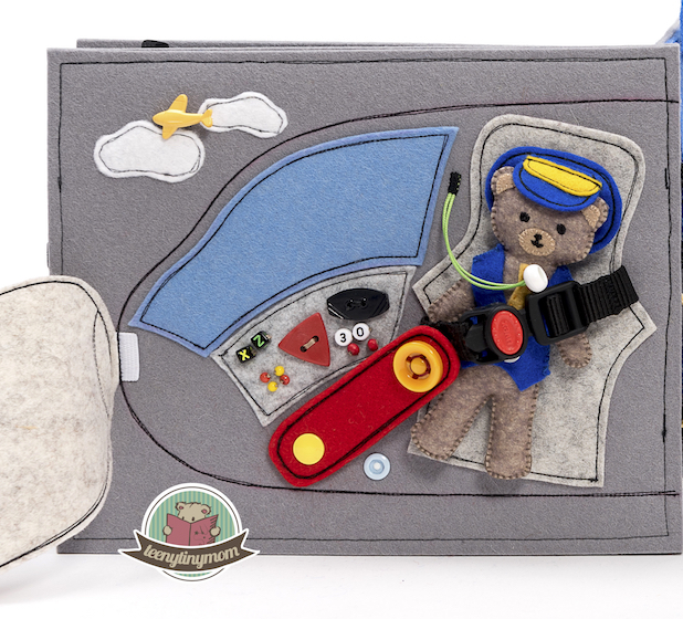 Quiet book Activity book sewing tutorial pattern Teddy flying around the world