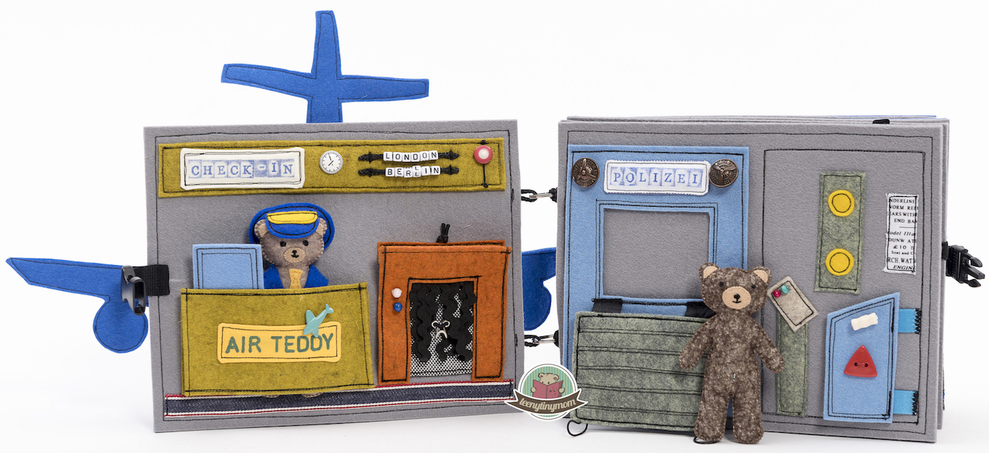 Quiet book Activity book sewing tutorial pattern Teddy flying around the world
