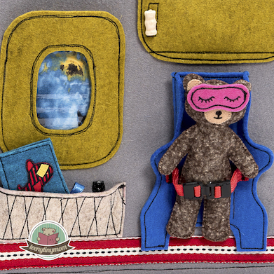 Quiet book Activity book sewing tutorial pattern Teddy flying around the world
