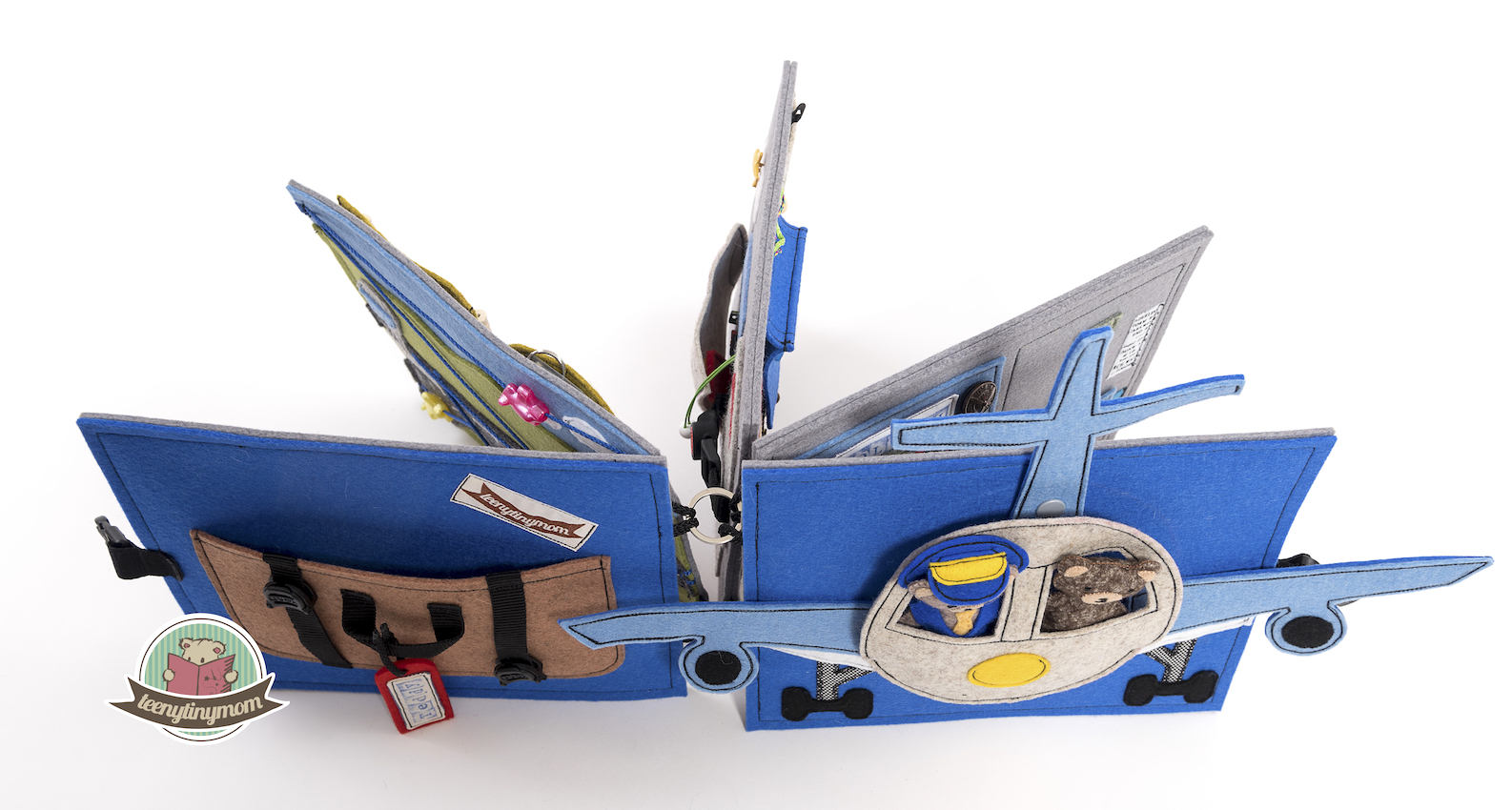 Quiet book Activity book sewing tutorial pattern Teddy flying around the world
