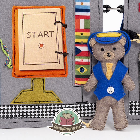 Quiet book Activity book sewing tutorial pattern Teddy flying around the world