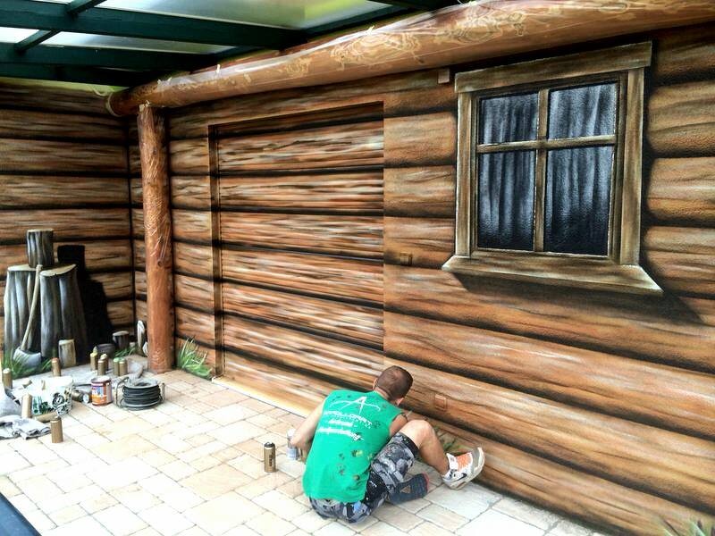 Friedersdorf brandenburg holzoptik Illusion Graffiti Künstler