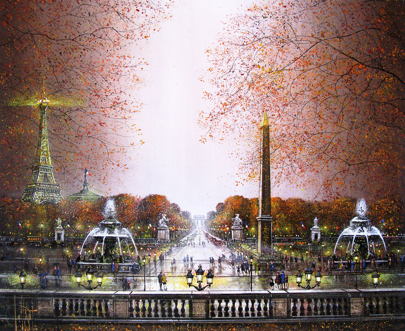 秋のパリ、コンコルド広場 - Official Website Artist painter 【Guy