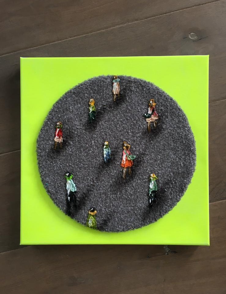 NeonGelbgrün trifft Spaziergänger 40 /40 cm