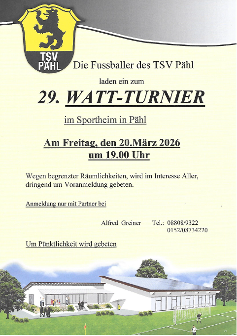 29. WATT-TURNIER am 20.03.2026