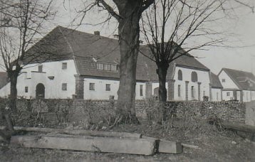 Viehhaus mit Rampe vor dem Giebel für die Schweine. Hinter dem Viehhaus befand sich eine Rutsche für den Abtransport.