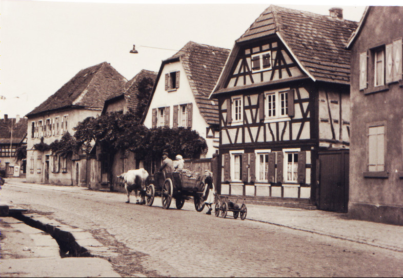 Hauptstraße, ca. 1950, von Osten Richtung Dorfmitte