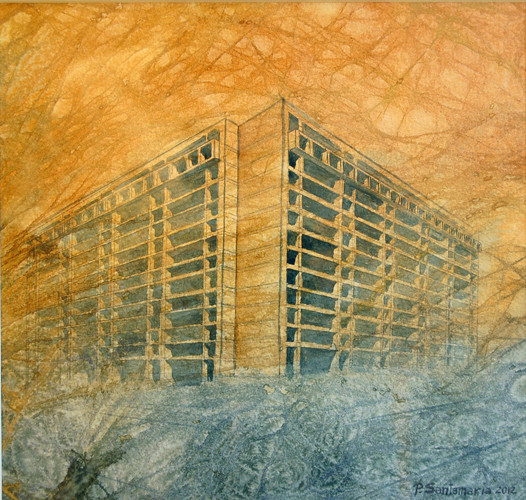Maraña de poder VI (FMI Fondo Monetario Internacional) 2011, acuarela 26X28cm