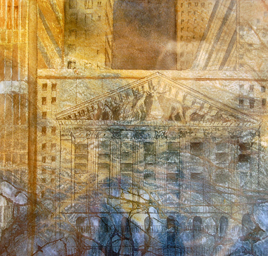 Maraña de poder III (Wall Street-NY) 2011, acuarela 26X28cm