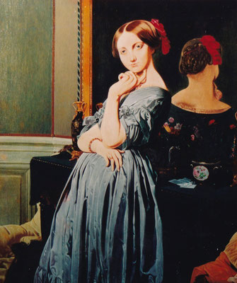 「模写」アングル　ドーソンヴィル伯爵夫人の肖像　F10号　アクリル透明水彩
