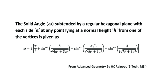 Solid angle covered by a regular hexagonal plane derived by using HCR's Theory of Polygon-2014