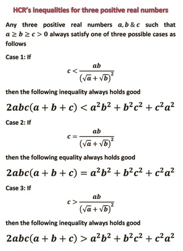This inequality had been derived from a general formula which always holds true for any three real positive numbers.