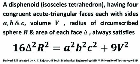 Formula of Disphenoid derived by H C Rajpoot