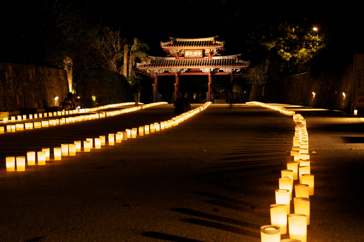 沖縄写真　首里城 守礼門 夜景