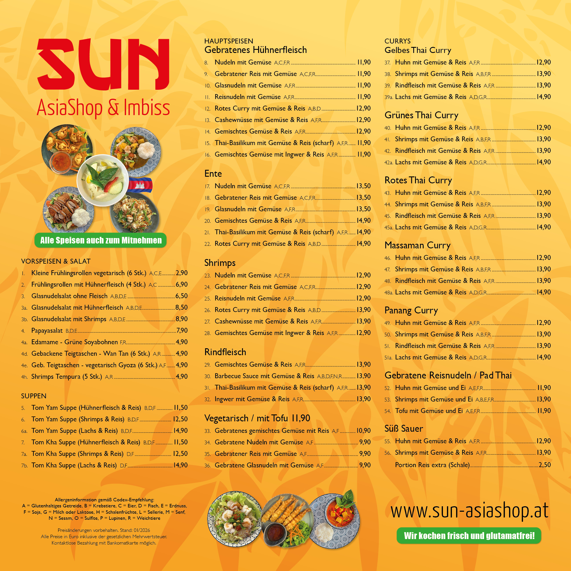Alle Speisen Auch Zum Mitnehmen Wir Kochen Ohne Glutamat Sun Asiashop Imbiss