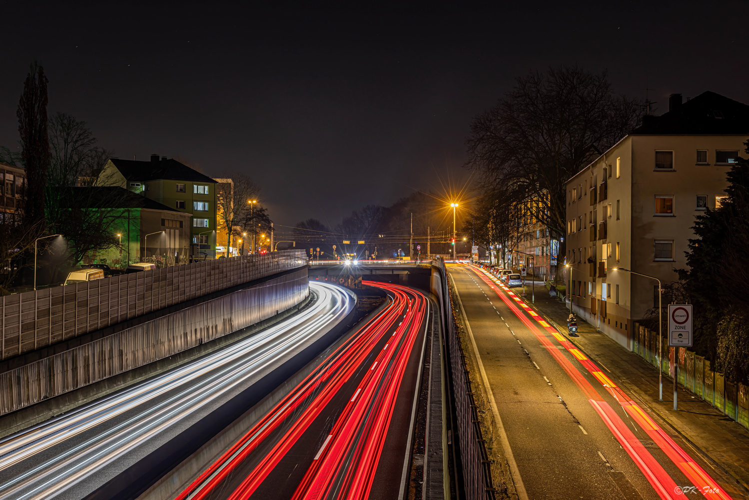 Lichtzieher auf der A 40 in Essen