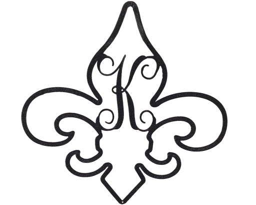 Fleur De Lis Initial Powder Coated Black
