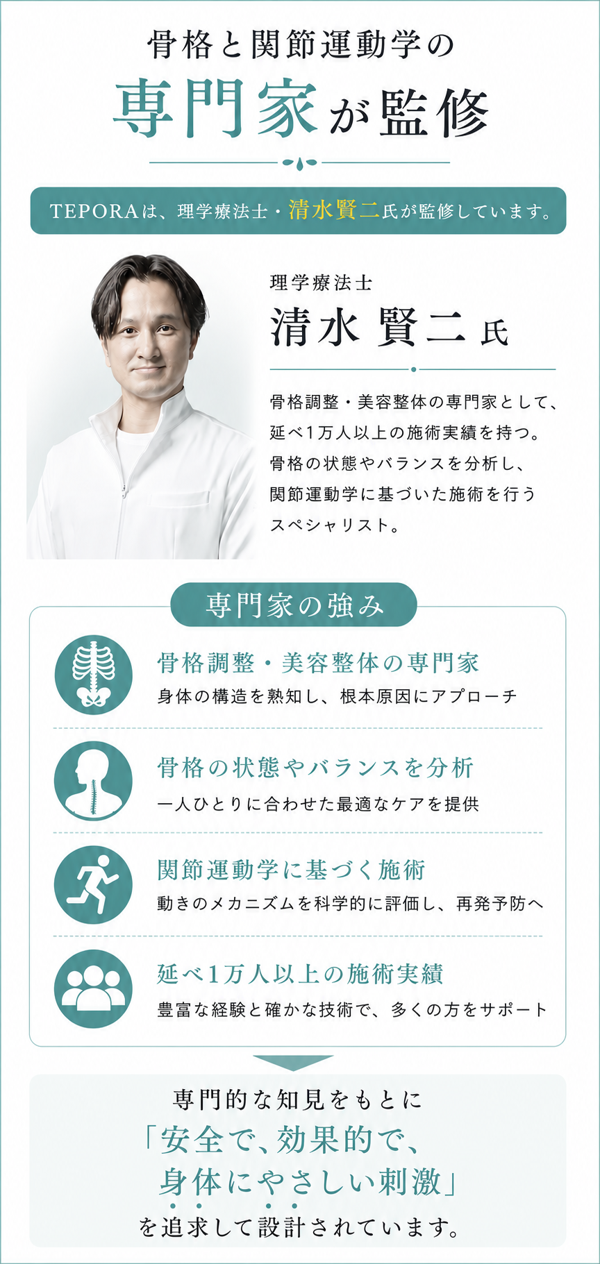 理学療法士監修のTEPORA施術イメージ