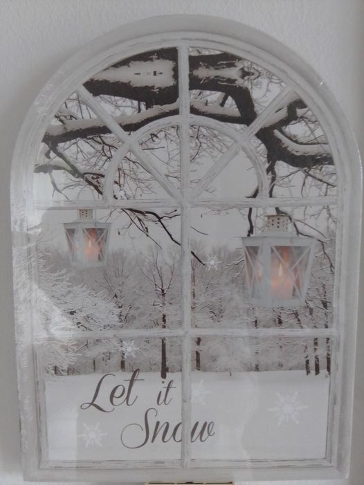 Bringen im Winter eine schöne Stimmung: Bilder mit eingebauten LEDs. Wie immer mit verschiedenen Motiven in unserem Spendenflohmarkt zu haben.