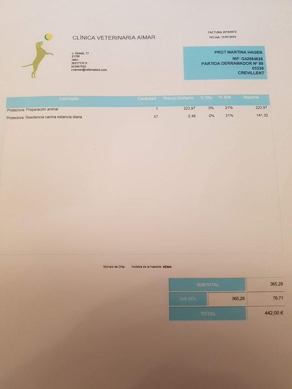 Rechnung für Xenia