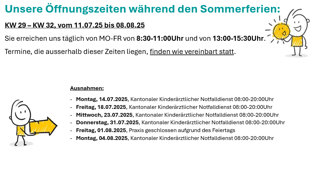 Öffnungszeiten Sommerferien