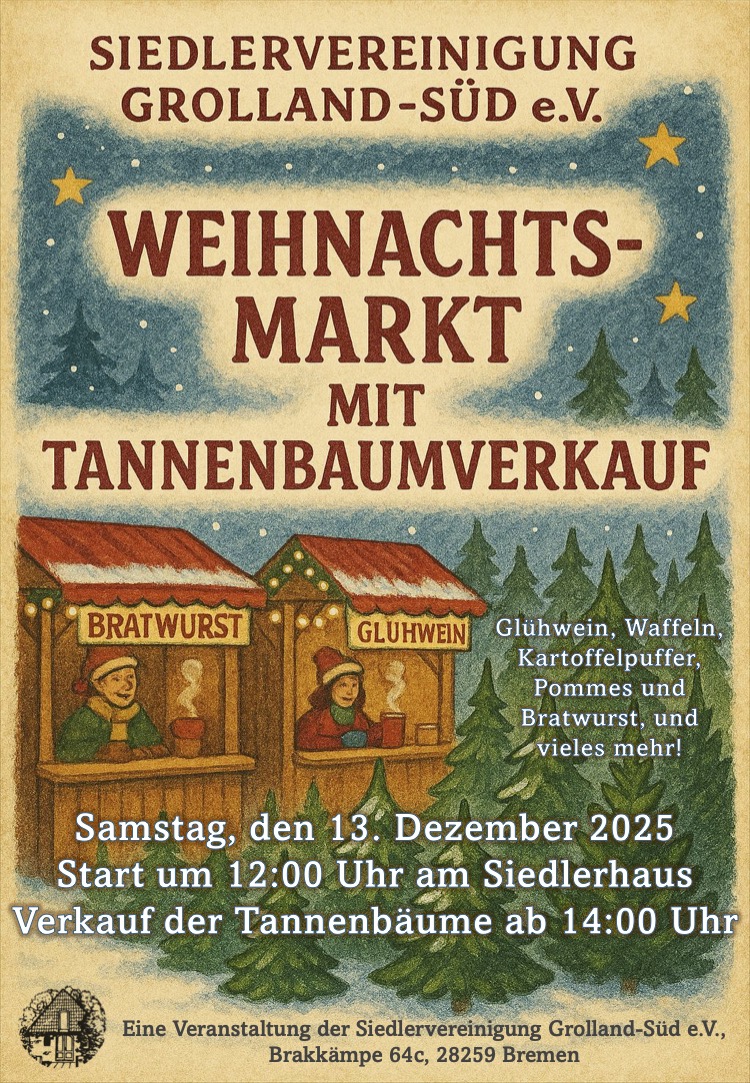 Weihnachtsmarkt mit Tannenbaumverkauf