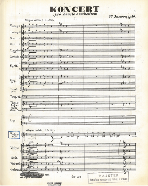 Sommer: Violin Concerto - Beginning 1st movement Allegro risoluto