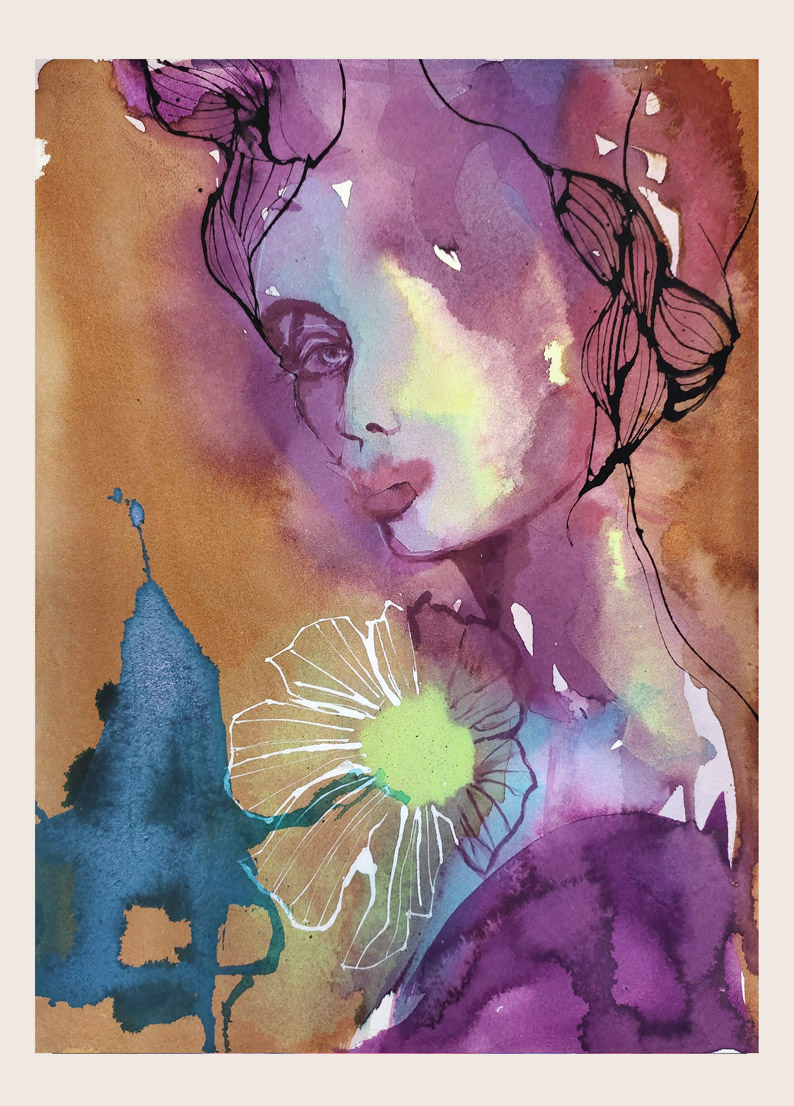 Mode Portraitmit Blume