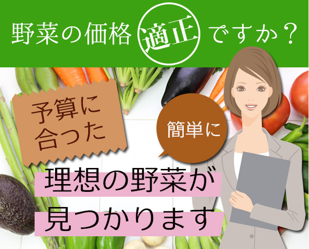仕入れしている野菜の価格適正ですか？予算にあった理想の野菜がかんたんに見つかります。