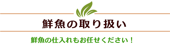 鮮魚の取り扱い　鮮魚の仕入れもお任せください！