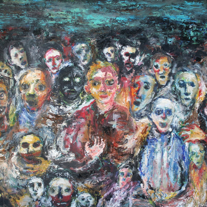 "Hommes II" - huile sur papier - 60 x 70 cm - Oeuvre de Titos Kontou