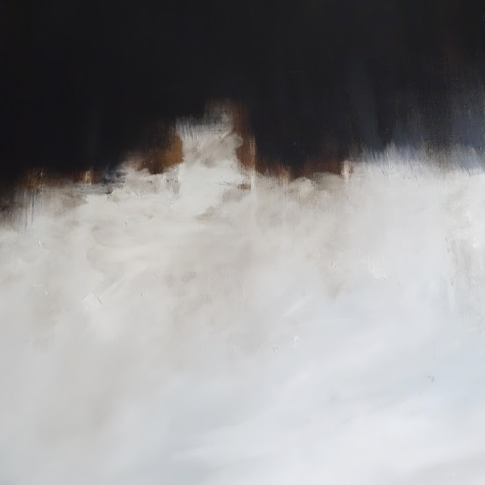 "L'Estran" - Huile et bitume sur toile - Dim. 100 x 50 cm - 2017. Oeuvre de Nanie