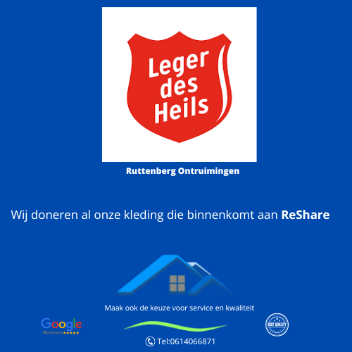 Wij doneren al onze kleding aan het Leger des Heils Ruttenberg Ontruimingen