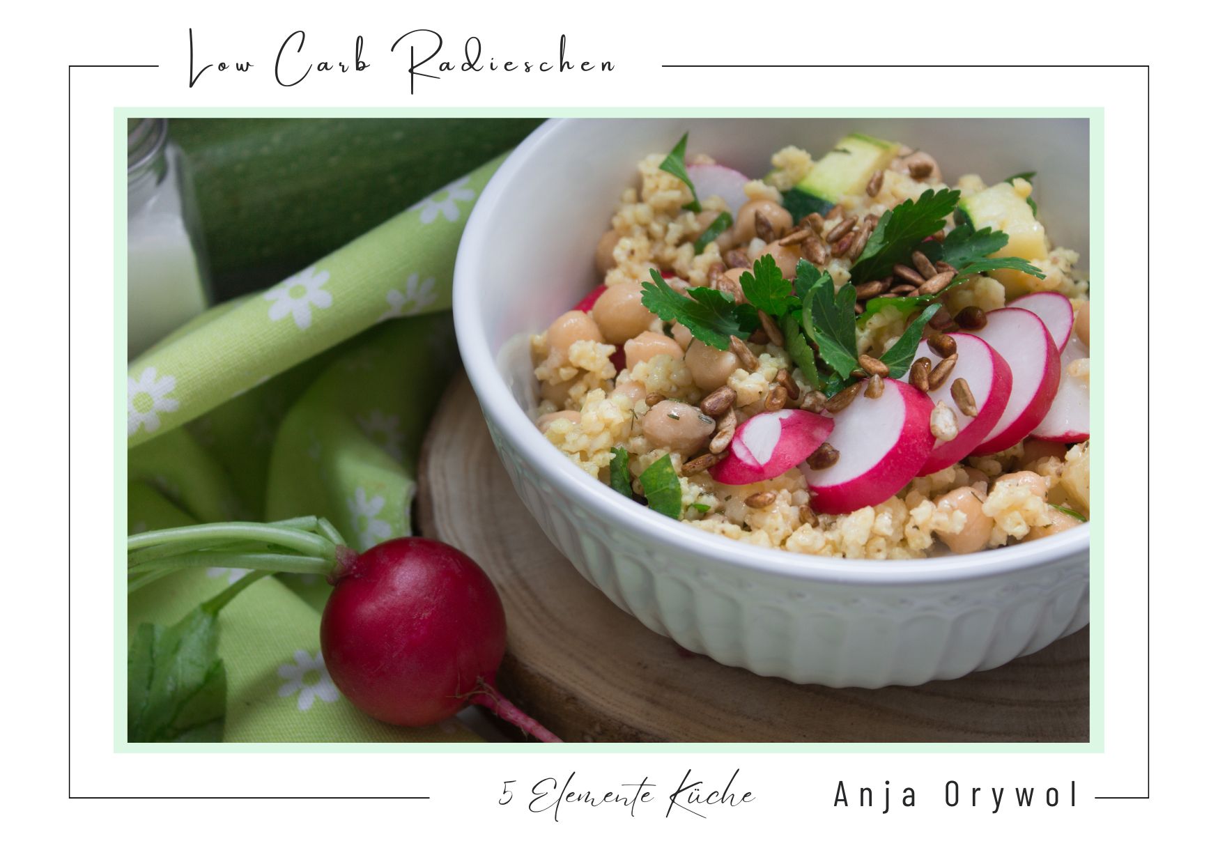 Vegetarischer Low-Carb Radieschen-Salat mit Kichererbsen und Hirse