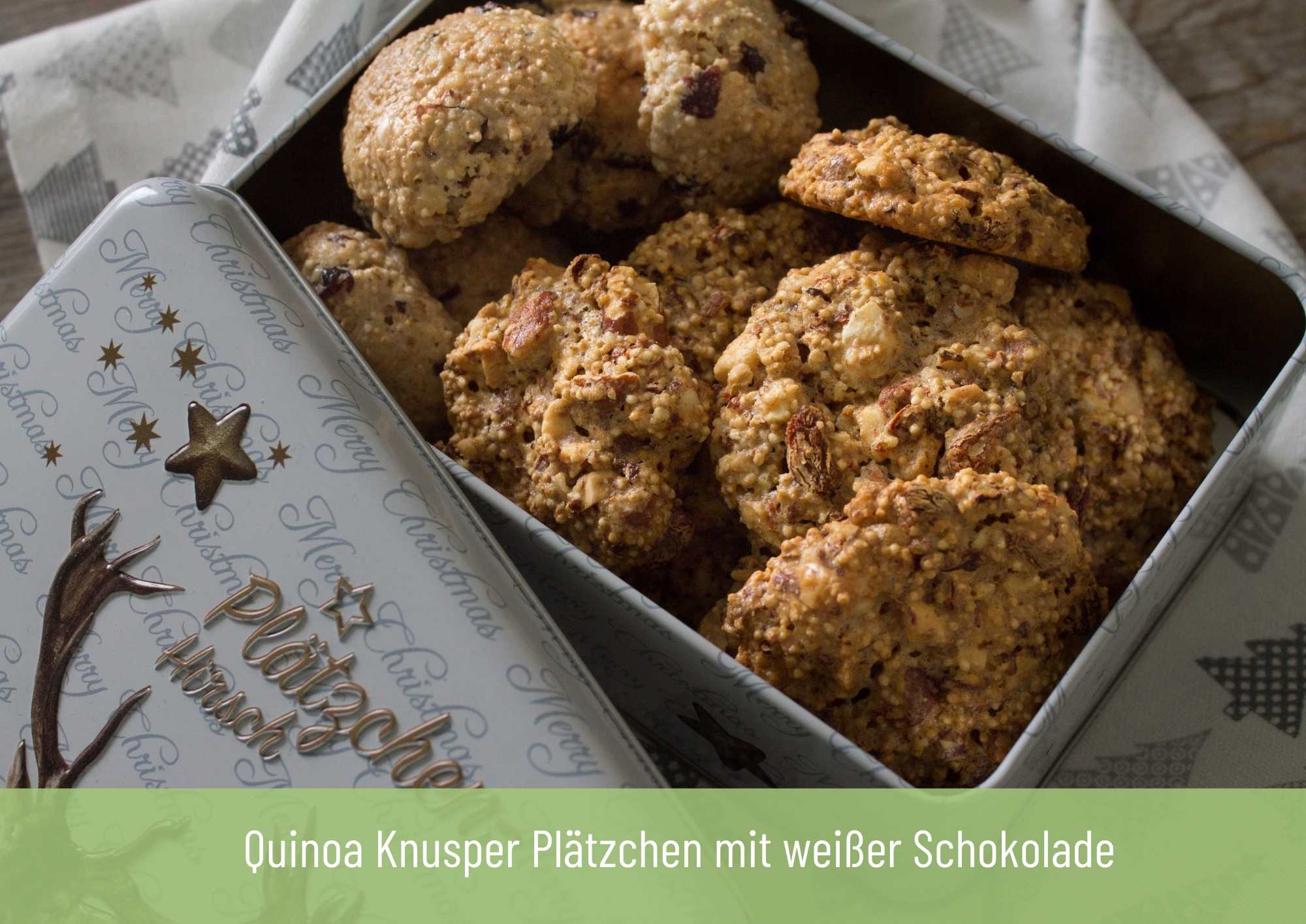 Kekse ohne Mehl - Quinoa-Knusper-Plätzchen mit weißer Schokolade