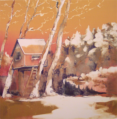 "Ren's Place" monotype, 24x24, 2009