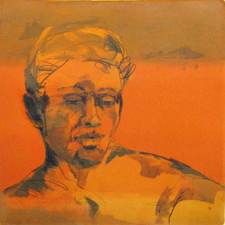 "Waiting for a Cool Breeze" monotype/charcoal, 26x26, 2012, $850