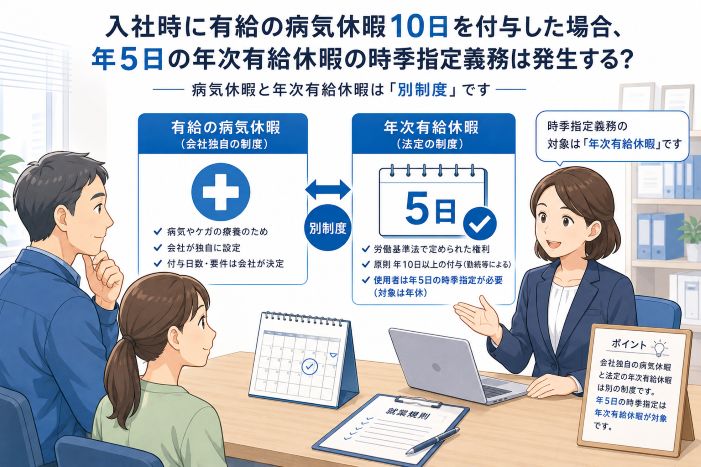 入社時に「有給の病気休暇」を10日与えたら、年5日の有給取得義務は発生する？