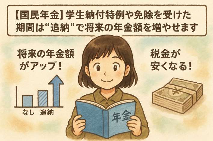 【国民年金】学生納付特例や免除を受けた期間は“追納”で将来の年金額を増やせます！