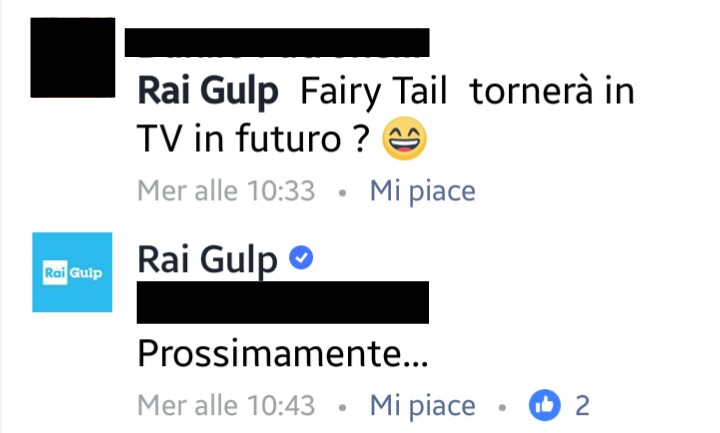 Ecco il commento di Rai Gulp dove svela che Fairy Tail tornerà in TV prossimamente.