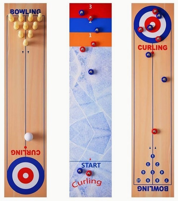 Ensemble de tapis de Bowling, de Curling et de palet. Pour jeux de Société de bar Pour Fêtes Intérieures Et Extérieures