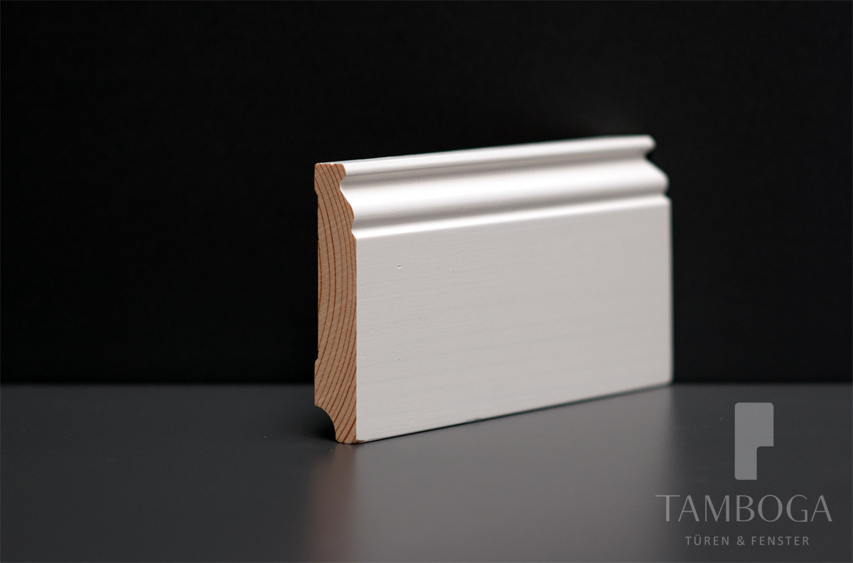 Sockelleisten aus Holz, Typ 'Jugendstil', weiß - Tamboga Türen