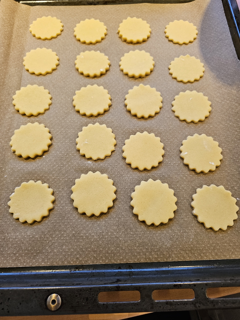 Ausgestochene Hildabrötchen auf dem Blech