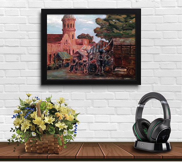 Feria de tres cruces - Acrílico sobre mdf  27x41cm (Colección privada) - Héctor Olivera #hectoroliverarte