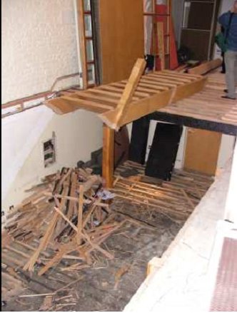 Caption: The Studio One recording area, stairs taken out.  Note the burned beam (right hand side), a legacy of the infamous fire. (Photo: Nigel Stanworth)