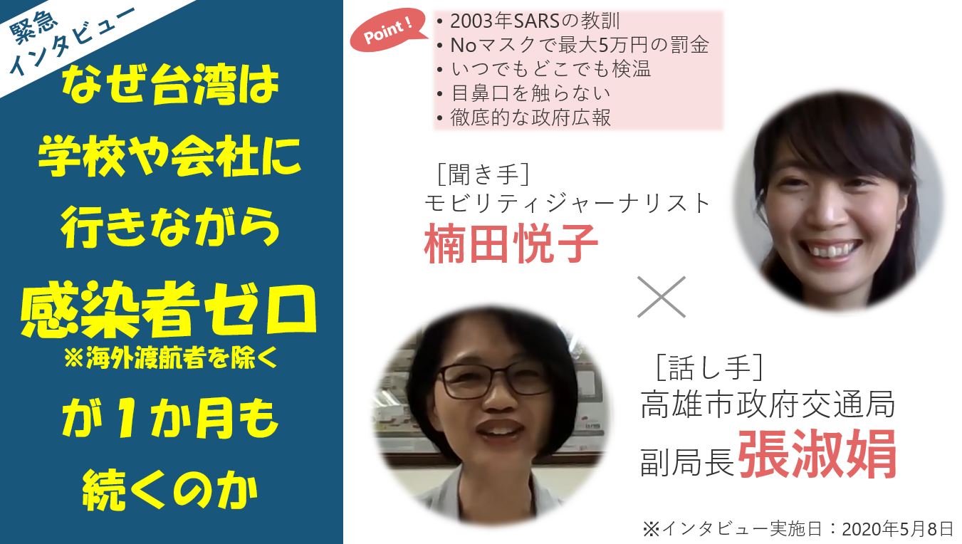 【インタビュー記事】日常生活を続けながら、23日間感染ゼロを達成中の台湾の公共交通政策とは